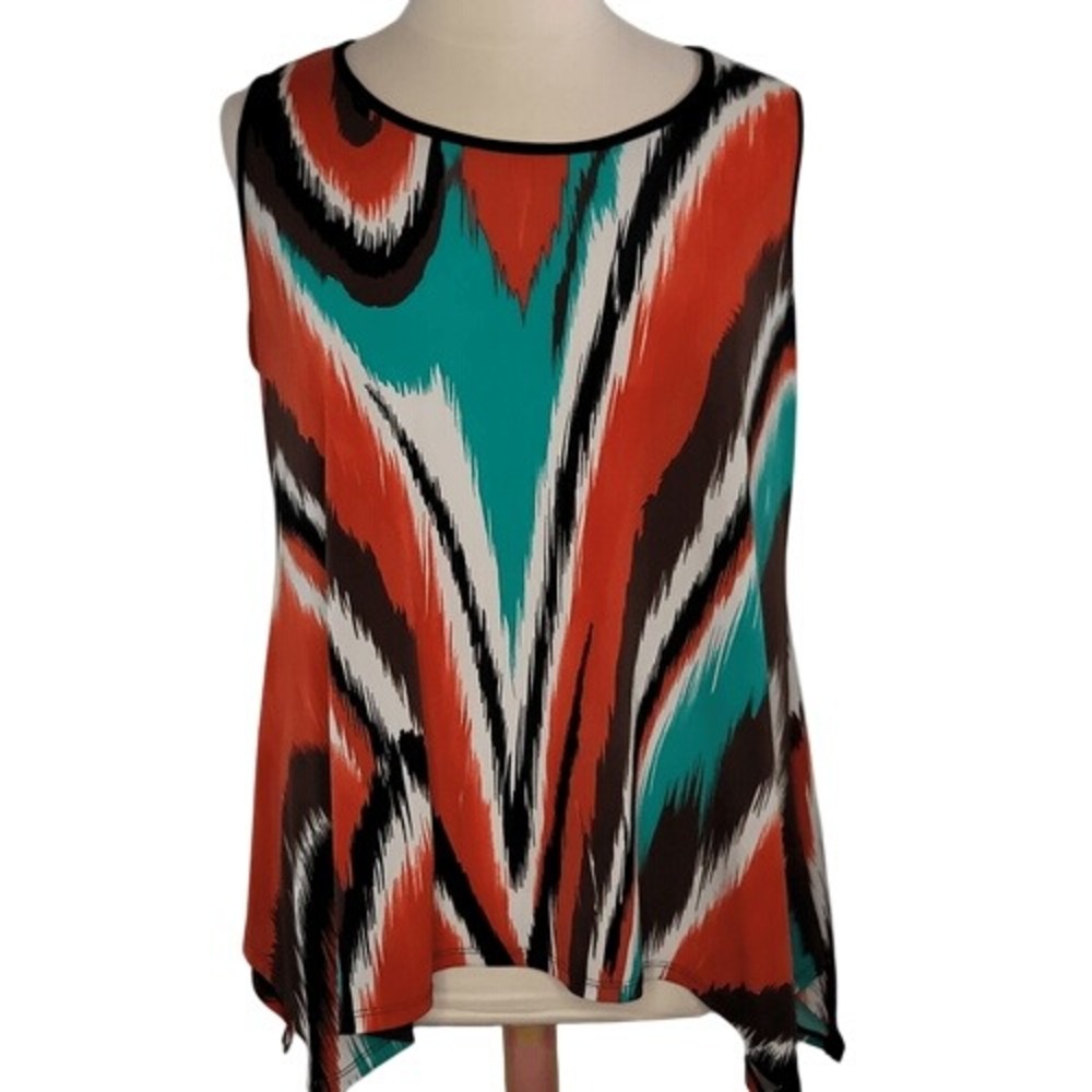 Cato Orange Sleeveless Shark Bite Hem‎ Blouse